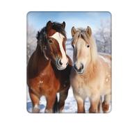 Mouse Pad Computer Mousepad with Anti-Slip Rubber Base Two horses standing in the snow Mouse Mat Washable Gaming Mousepad Portable Keyboard Pad for Laptop Office Home 25x30 cm
