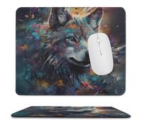 Mouse Pad Computer Mousepad with Anti-Slip Rubber Base Wolf And Butterfly Mouse Mat Washable Gaming Mousepad Portable Keyboard Pad for Laptop Office Home 9.8"x11.8"