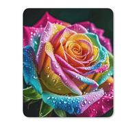 Mouse Pad Computer Mousepad with Stitched Edges Cute Mouse Mat with Non-Slip Rubber Base Colorful Rose with Water Wireless Mice Mat for Laptop Gaming Office
