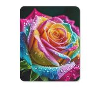 Mouse Pad Computer Mousepad with Stitched Edges Cute Mouse Mat with Non-Slip Rubber Base Colorful Rose with Water Wireless Mice Mat for Laptop Gaming Office