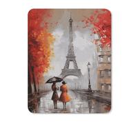 Mouse Pad Computer Mousepad with Stitched Edges Cute Mouse Mat with Non-Slip Rubber Base Eiffel Tower Paris Painting Wireless Mice Mat for Laptop Gaming Office