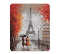 Mouse Pad Computer Mousepad with Stitched Edges Cute Mouse Mat with Non-Slip Rubber Base Eiffel Tower Paris Painting Wireless Mice Mat for Laptop Gaming Office