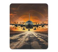 Mouse Pad Computer Mousepad with Stitched Edges Cute Mouse Mat with Non-Slip Rubber Base Military Plane Landing On Airforce Runways Against Beautiful Dusky Wireless Mice Mat for Laptop Gaming Office