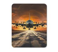 Mouse Pad Computer Mousepad with Stitched Edges Cute Mouse Mat with Non-Slip Rubber Base Military Plane Landing On Airforce Runways Against Beautiful Dusky Wireless Mice Mat for Laptop Gaming Office