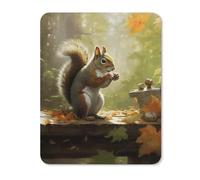 Mouse Pad Computer Mousepad with Stitched Edges Cute Mouse Mat with Non-Slip Rubber Base Squirrel Eats Nuts Wireless Mice Mat for Laptop Gaming Office