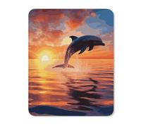 Mouse Pad Computer Mousepad with Stitched Edges Cute Mouse Mat with Non-Slip Rubber Base Sunset Dolphin Wireless Mice Mat for Laptop Gaming Office