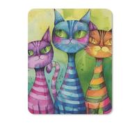 Mouse Pad Computer Mousepad with Stitched Edges Cute Mouse Mat with Non-Slip Rubber Base Three Cats Side by Side Wireless Mice Mat for Laptop Gaming Office