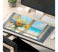 Mouse Pad Cool Beachside Serenity: Flowers By The Sea Mouse Pad Desk Pad Large Gaming Mousepad