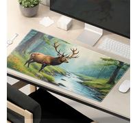 Mouse Pad Cool Elk By The Stream In A Lush Forest Mouse Pad Desk Pad Large Gaming Mousepad