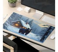 Mouse Pad Cool Snowy Cabin And Bear In The Forest Mouse Pad Desk Pad Large Gaming Mousepad