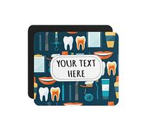 Mouse Pad Custom Dental Icons Pattern Green-Blue White Neoprene Desk Pad