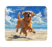 Mouse Pad Cute Golden Retriever Playing On The Beach Animal Desktop Mouse Pad Improves Speed And Precision Gaming Mousepad Wear Resistant For Computer Work Laptop 25X30Cm