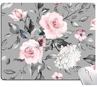 Mouse Pad, Cute Grey Floral Mouse Pad for Women, Square Waterproof Cloth Mousepad for Office Laptop, Non-Slip Rubber Computer Desk Mouse Pads for Wireless Mouse, Watercolor Flower