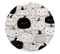 Mouse Pad, Cute Halloween Doodle Pumpkins Black and White Pattern Round Computer Mousepad Non-Slip Base, Gaming Mouse Mat for Laptop Office Home, 10 x 10 Inch