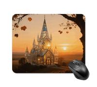 Mouse Pad Cute Non-Slip Rubber Base Desk Mat Amber Castle Scenery Funny Square Mousepad for Office & Gaming, Decorative Computer Accessories for Home Office Desk