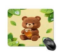 Mouse Pad Cute Non-Slip Rubber Base Desk Mat Bear & Honey Funny Square Mousepad for Office & Gaming, Decorative Computer Accessories for Home Office Desk
