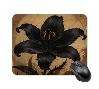 Mouse Pad Cute Non-Slip Rubber Base Desk Mat Black Lily Gothic Funny Square Mousepad for Office & Gaming, Decorative Computer Accessories for Home Office Desk