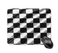 Mouse Pad Cute Non-Slip Rubber Base Desk Mat Black White Race Checkered Flag Funny Square Mousepad for Office & Gaming, Decorative Computer Accessories for Home Office Desk