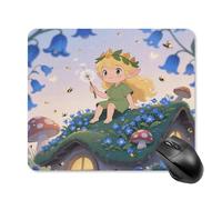 Mouse Pad Cute Non-Slip Rubber Base Desk Mat Blonde Elf Holding A Magic Wand Funny Square Mousepad for Office & Gaming, Decorative Computer Accessories for Home Office Desk