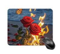 Mouse Pad Cute Non-Slip Rubber Base Desk Mat Burning Roses Funny Square Mousepad for Office & Gaming, Decorative Computer Accessories for Home Office Desk