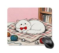 Mouse Pad Cute Non-Slip Rubber Base Desk Mat Cat on Knitted Blanket Funny Square Mousepad for Office & Gaming, Decorative Computer Accessories for Home Office Desk