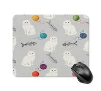 Mouse Pad Cute Non-Slip Rubber Base Desk Mat Cat Yarn Ball Funny Square Mousepad for Office & Gaming, Decorative Computer Accessories for Home Office Desk
