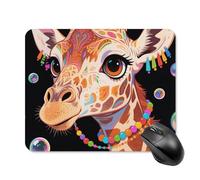 Mouse Pad Cute Non-Slip Rubber Base Desk Mat Colorful Artistic Giraffe Funny Square Mousepad for Office & Gaming, Decorative Computer Accessories for Home Office Desk
