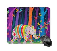 Mouse Pad Cute Non-Slip Rubber Base Desk Mat Colorful Forest Elephant Funny Square Mousepad for Office & Gaming, Decorative Computer Accessories for Home Office Desk