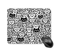Mouse Pad Cute Non-Slip Rubber Base Desk Mat Cute Cat Doodles Funny Square Mousepad for Office & Gaming, Decorative Computer Accessories for Home Office Desk