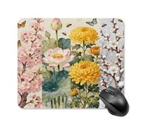 Mouse Pad Cute Non-Slip Rubber Base Desk Mat Four Seasons Flowers Funny Square Mousepad for Office & Gaming, Decorative Computer Accessories for Home Office Desk