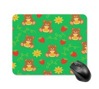 Mouse Pad Cute Non-Slip Rubber Base Desk Mat Green Bear Honey Funny Square Mousepad for Office & Gaming, Decorative Computer Accessories for Home Office Desk