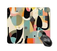 Mouse Pad Cute Non-Slip Rubber Base Desk Mat Mid-Century Modern Art Cat Funny Square Mousepad for Office & Gaming, Decorative Computer Accessories for Home Office Desk