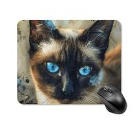 Mouse Pad Cute Non-Slip Rubber Base Desk Mat Siamese Cat Art Funny Square Mousepad for Office & Gaming, Decorative Computer Accessories for Home Office Desk