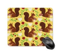Mouse Pad Cute Non-Slip Rubber Base Desk Mat Yellow Squirrel Mushroom Funny Square Mousepad for Office & Gaming, Decorative Computer Accessories for Home Office Desk