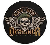 Mouse Pad，Death Before Dishonor Honor The Fallen Skull Print Concept Round Mousepad with Design，Small Non-Slip Rubber Gaming Pads，Office Dorm Computer Laptop Mouse pad