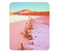 Mouse Pad Desert Landscape with Cactus and Mountains in Pink Tones Art Photography Style for Office Desk Inspirational Gift for Nature Lovers Mousepad, Mouse Mat
