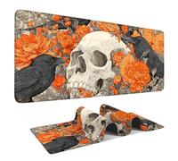 Mouse Pad Desk Mat for Desktop, Large 35.43" x 15.75" Extended Gaming Mousepad with Skull and Raven Design, Waterproof Non-Slip Rubber Base, Computer Laptop Desk Accessories for Women Men Home Office