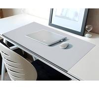 Mouse Pad Desk Mat with Edge Protector, PU Leather Office Home Desk Pad with Fixation Lip, Smooth Gaming Mouse Mat Non Slip Writing Pad-80x40cm-Grey