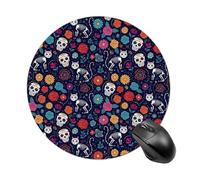 Mouse Pad Desktop Protection, Versatile Reusable Round Mousepad For Gaming, Work, Day Of The Dead Black Cat Rose Sugar Skull Skeleton Art, Fashion Mouse Pads For Women Men