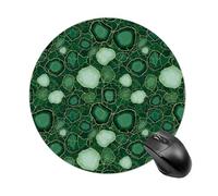 Mouse Pad Desktop Protection, Versatile Reusable Round Mousepad For Gaming, Work, Emerald Green Marbled Teal Marble, Fashion Mouse Pads For Women Men