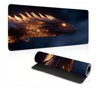 Mouse Pad, Dragon Flame Mouse Mat, Extended Large Mousepad with Non-Slip Rubber Base, Comfortable Keyboard Pad,Office Desk Mat with Stitched Edges, Long MousPad Waterproof, 27.5x11.8x0.12 inch 0A0-500