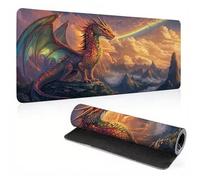 Mouse Pad, Dragon Landscape Mouse Mat, Extended Large Mousepad with Non-Slip Rubber Base, Comfortable Keyboard Pad, Office Desk Mat Stitched Edges, Long MousPad Waterproof, 27.5x15.7x0.12 inch 0A0-501