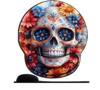 Mouse Pad Ergonomic Wrist Protected Elastic Gel Wrist Rest Non-Slip Rubber Base Mouse Mat Day of the Dead with Wrist Support for Gaming Computer Office Home