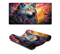 Mouse Pad Fantasy Colorful Wolf Extended Mousepad 30x60cm Large Desk Mat for GamingOfficeBussiness with Stitched Edges Non Slip Rubber Base