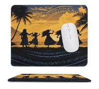 Mouse Pad, Five Silhouettes of Hawaiian Dance Print Lock Edge Cute Funny Mousepad for Laptop Gaming,Home Office Decor Accessories Desk Mat