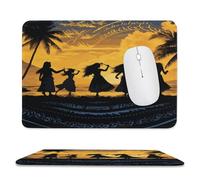 Mouse Pad, Five Silhouettes of Hawaiian Dance Print Lock Edge Cute Funny Mousepad for Laptop Gaming,Home Office Decor Accessories Desk Mat