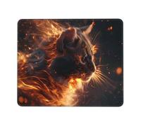 Mouse Pad Flame Cat Small Mouse Mat 25 x 20cm with Non-Slip Rubber Base, Waterproof Mousepad, Gaming Mousemat for Women Kids Men Laptops Keyboard Tray Home Traveling Office Accessories D-404