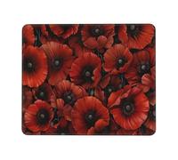 Mouse Pad Flower Red Small Mouse Mat 24 x 28cm with Non-Slip Rubber Base, Waterproof Mousepad, Gaming Mousemat for Women Kids Men Laptops Keyboard Tray Home Traveling Office Accessories D-355
