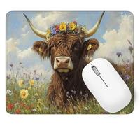 Mouse Pad Flower, Small Mouse Mat 420 x 350 mm, Desk Mat with Waterproof Design, Premium-Textured Square Mousepad Highland Cattle, Smooth Surface, Office Mousemat for Keyboard Decor Gifts p1j-449