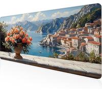 Mouse Pad Flowerpot Gaming Mouse Pad Small Town Large Desk Mat 700x400x3mm,Work From Home Essentials Non-Slip Rubber Base Special Textured Water-Resistant Surface Wear-Resistant For Laptop Y1-921